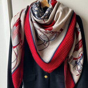 Hermes Cashmere and Silk 140x140cm "Les Voit a Transformati" Shawl